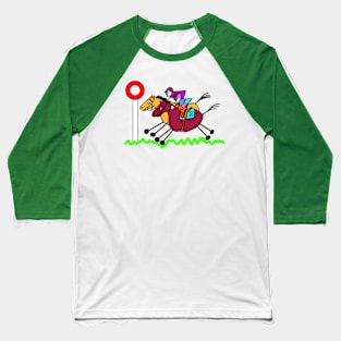 Horseracing Cartoon Baseball T-Shirt